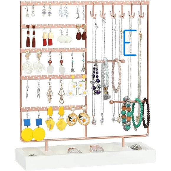 New Earring Holder,Ear Stud Holder with Wooden Tray,Jewelry Organizer Ho… - Picture 5 of 7